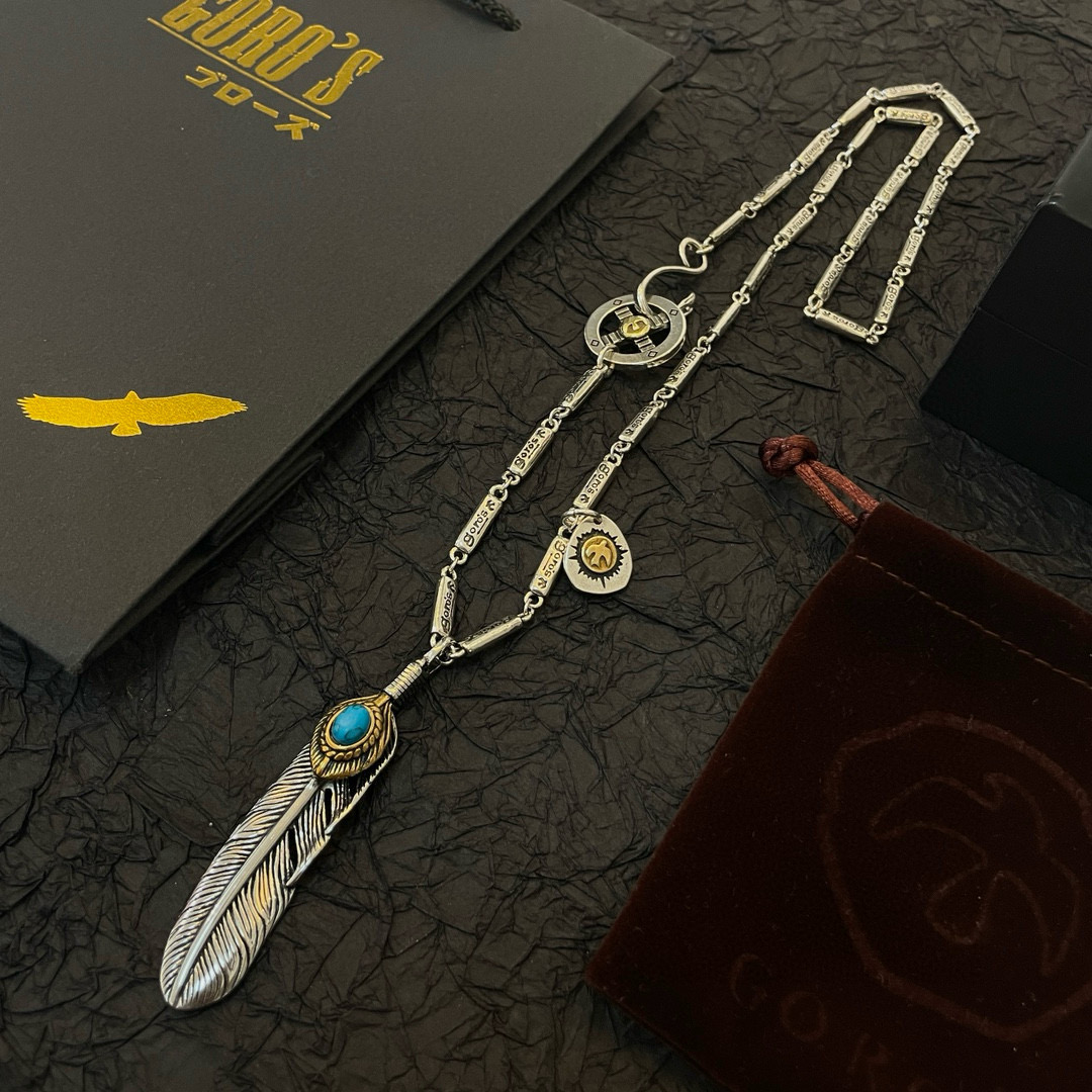 【新品上架】Goro’s高桥吾郎松石羽毛吊坠，高桥竹节项链，顶级版本，认准独家拍摄，主攻高端市场 ，快手
