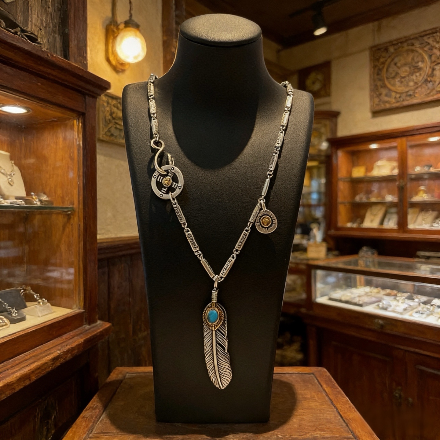 NO:763355,[New products on the shelves] Goro’s Takahashi Goro Turquoise Feather Pendant, Takahashi Bamboo Necklace, top version, exclusive photo shoot, focusing on the high-end market, Kuaishou/ins/Xiaohongshu popular model, absolutely different from the ordinary version!  The product details in the pictures are consistent with ZP!  Original production process, exquisite quality, purely handmade ~ Authentic mold opening, trendy and fashionable must-have, can be worn by both men and women, same style for couples, rock punk Thai silver style, retro elements, trendy and versatile, same style as the official website, fine jewelry, necklace19860909【新品上架】Goro’s高桥吾郎松石羽毛吊坠,高桥竹节项链,顶级版本,认准独家拍摄,主攻高端市场 ,快手/ins/小红书热门款,绝对区别普通版本！图片产品细节与ZP一致！原版制作工艺 精工品质 纯手工打造 ～正品开模潮流时尚必备 男女均可佩戴 情侣款同款 摇滚朋克泰银风格 复古元素 潮流百搭 官网同款,饰品精品,necklace,Jewelry