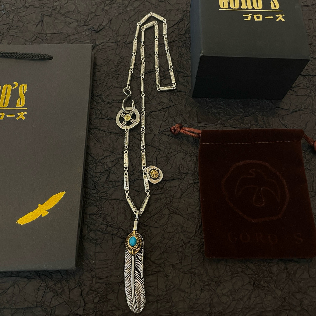 【新品上架】Goro’s高桥吾郎松石羽毛吊坠，高桥竹节项链，顶级版本，认准独家拍摄，主攻高端市场 ，快手