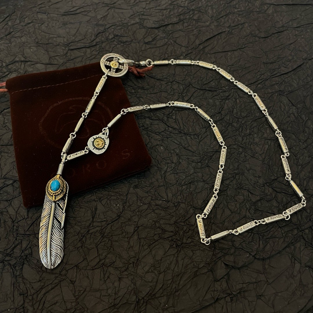 【新品上架】Goro’s高桥吾郎松石羽毛吊坠，高桥竹节项链，顶级版本，认准独家拍摄，主攻高端市场 ，快手