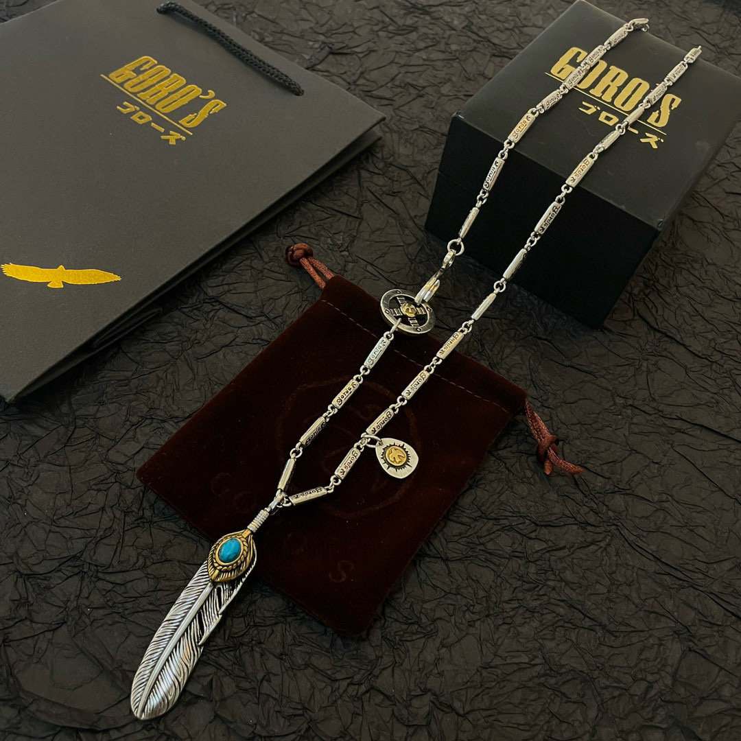 【新品上架】Goro’s高桥吾郎松石羽毛吊坠，高桥竹节项链，顶级版本，认准独家拍摄，主攻高端市场 ，快手