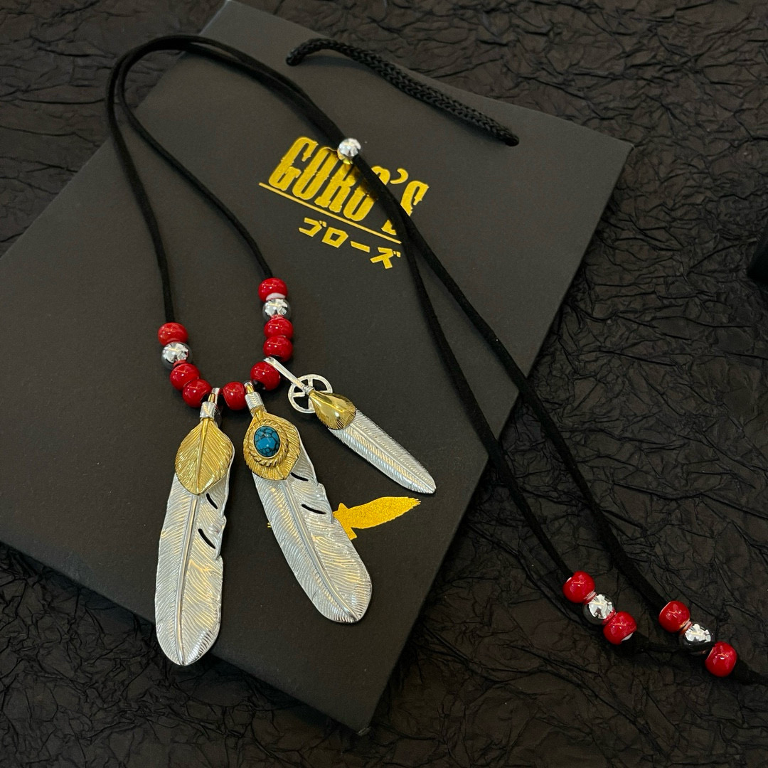 【新品上架】Goro’s高桥吾郎皮绳琉璃羽毛吊坠，顶级版本，认准独家拍摄，主攻高端市场 ，快手/ins/