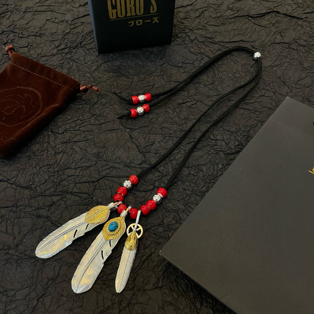 【新品上架】Goro’s高桥吾郎皮绳琉璃羽毛吊坠，顶级版本，认准独家拍摄，主攻高端市场 ，快手/ins/