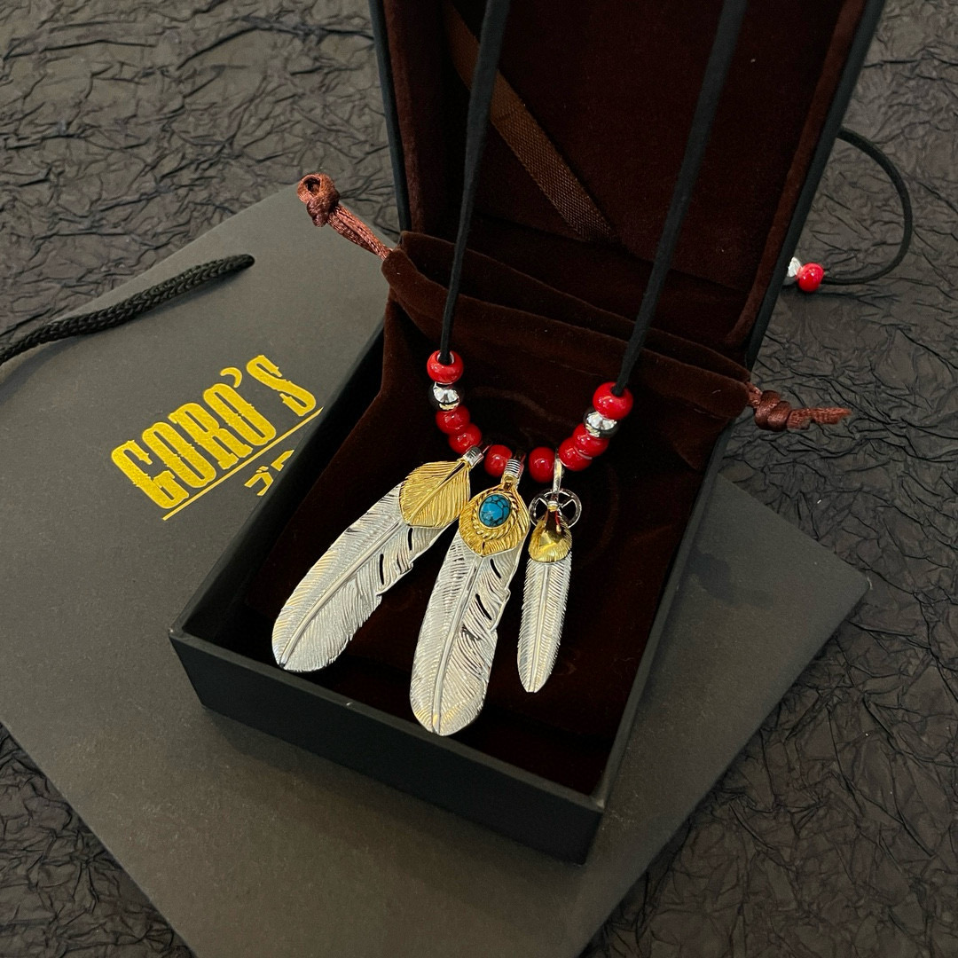 【新品上架】Goro’s高桥吾郎皮绳琉璃羽毛吊坠，顶级版本，认准独家拍摄，主攻高端市场 ，快手/ins/