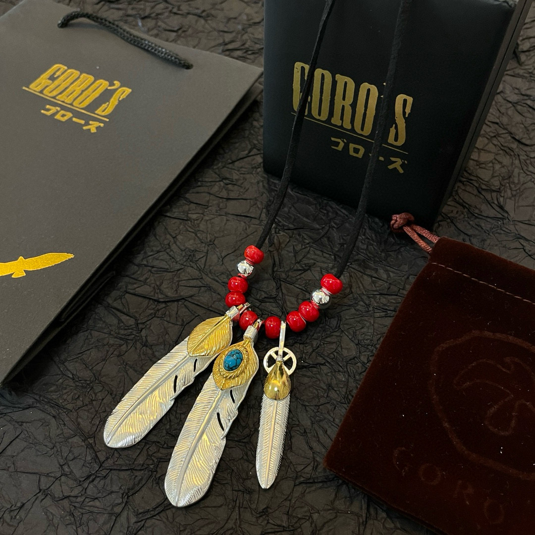 【新品上架】Goro’s高桥吾郎皮绳琉璃羽毛吊坠，顶级版本，认准独家拍摄，主攻高端市场 ，快手/ins/