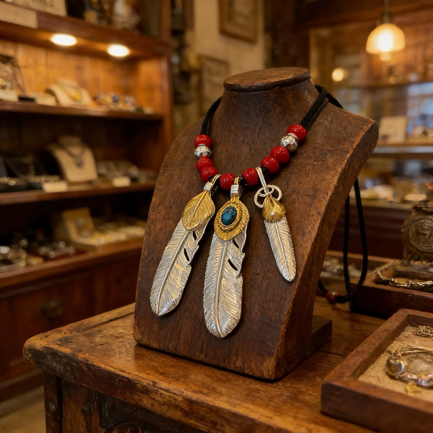 【新品上架】Goro’s高桥吾郎皮绳琉璃羽毛吊坠，顶级版本，认准独家拍摄，主攻高端市场 ，快手/ins/