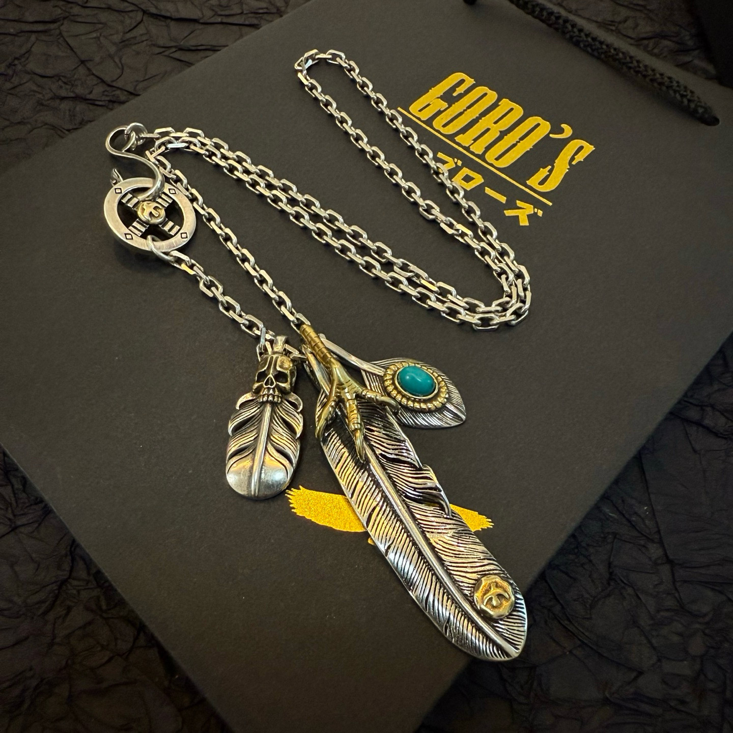 【新品上架】Goro’s高桥吾郎松石鹰爪羽毛项链，顶级版本，认准独家拍摄，主攻高端市场 ，快手/ins/