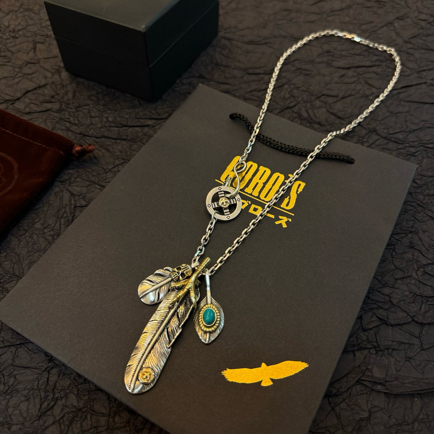 【新品上架】Goro’s高桥吾郎松石鹰爪羽毛项链，顶级版本，认准独家拍摄，主攻高端市场 ，快手/ins/