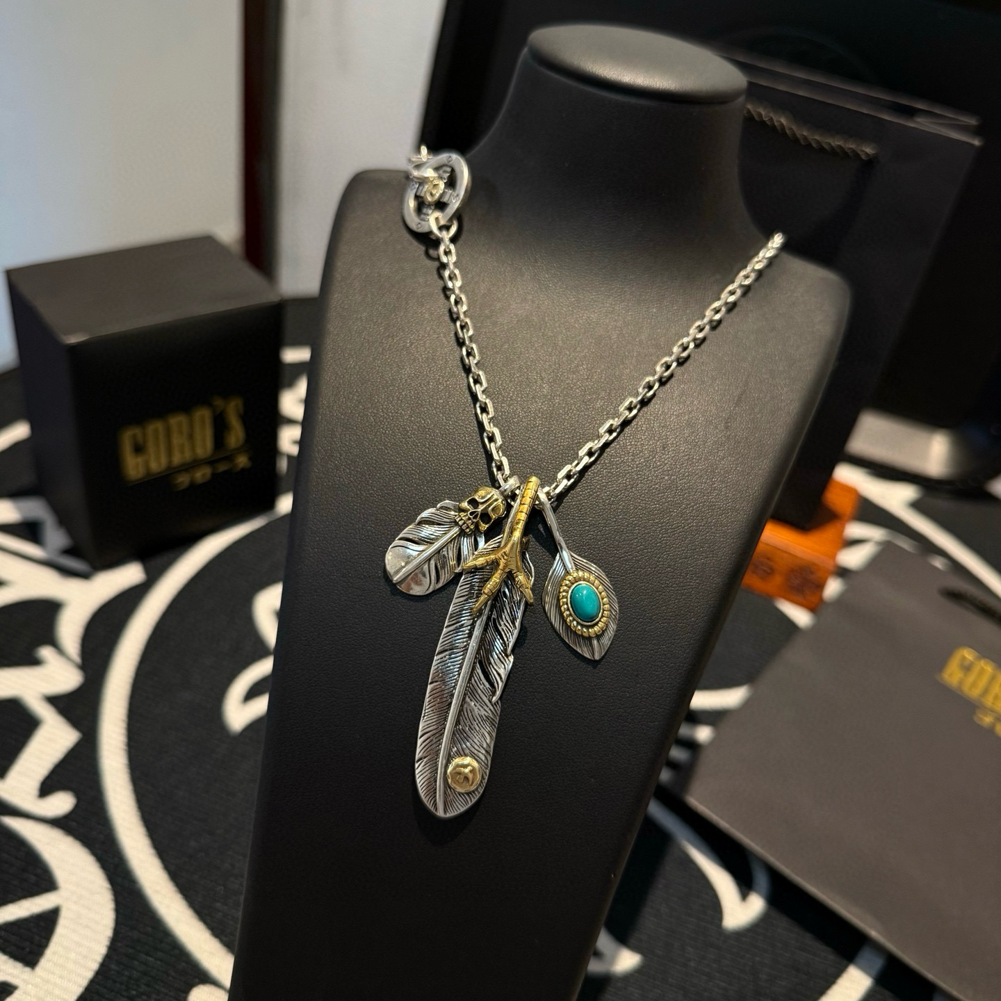 【新品上架】Goro’s高桥吾郎松石鹰爪羽毛项链，顶级版本，认准独家拍摄，主攻高端市场 ，快手/ins/