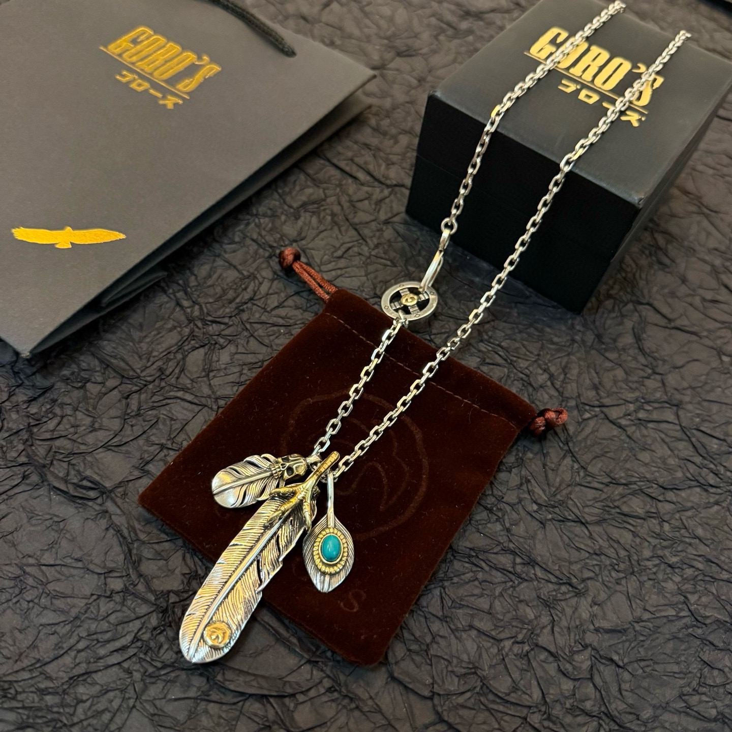 【新品上架】Goro’s高桥吾郎松石鹰爪羽毛项链，顶级版本，认准独家拍摄，主攻高端市场 ，快手/ins/