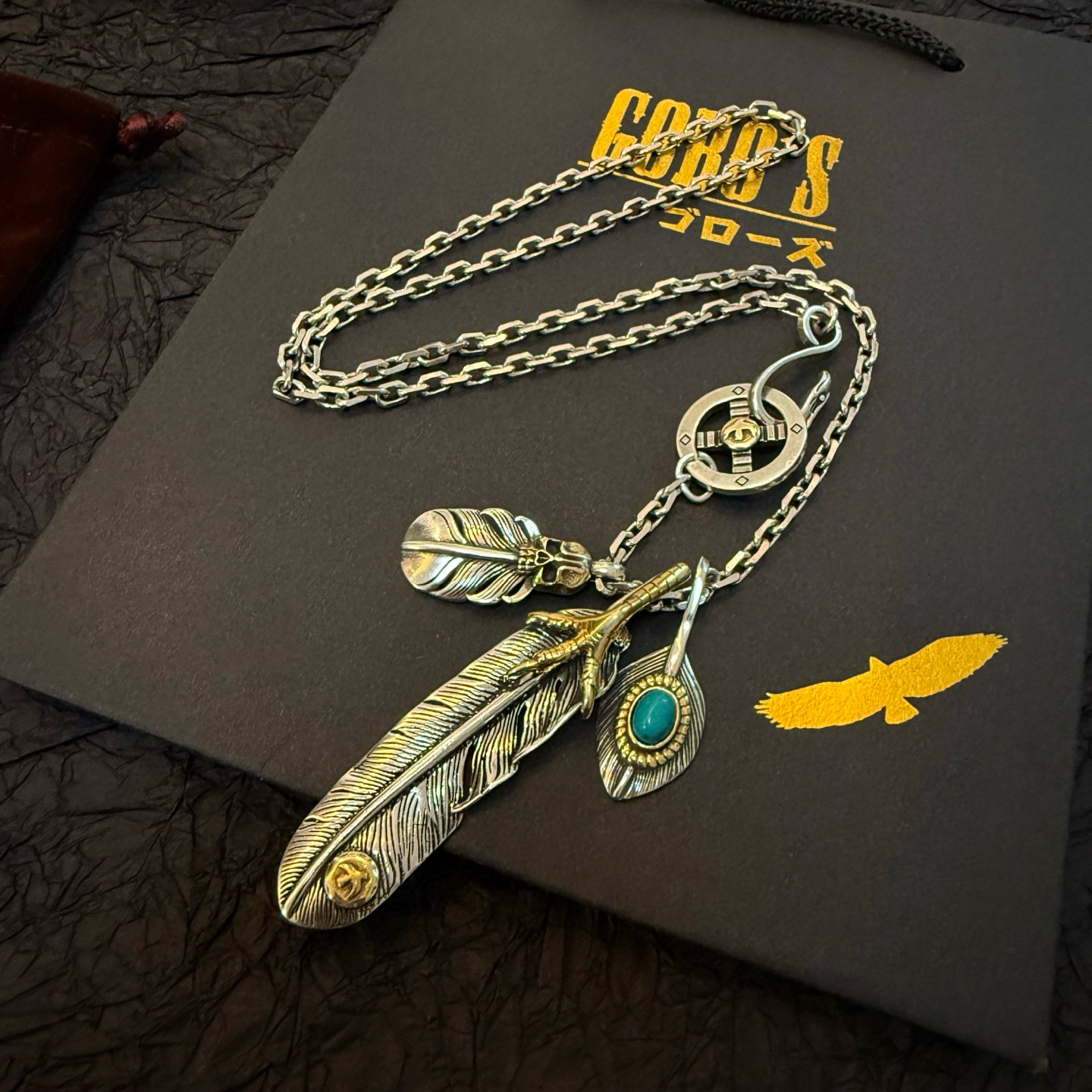 【新品上架】Goro’s高桥吾郎松石鹰爪羽毛项链，顶级版本，认准独家拍摄，主攻高端市场 ，快手/ins/