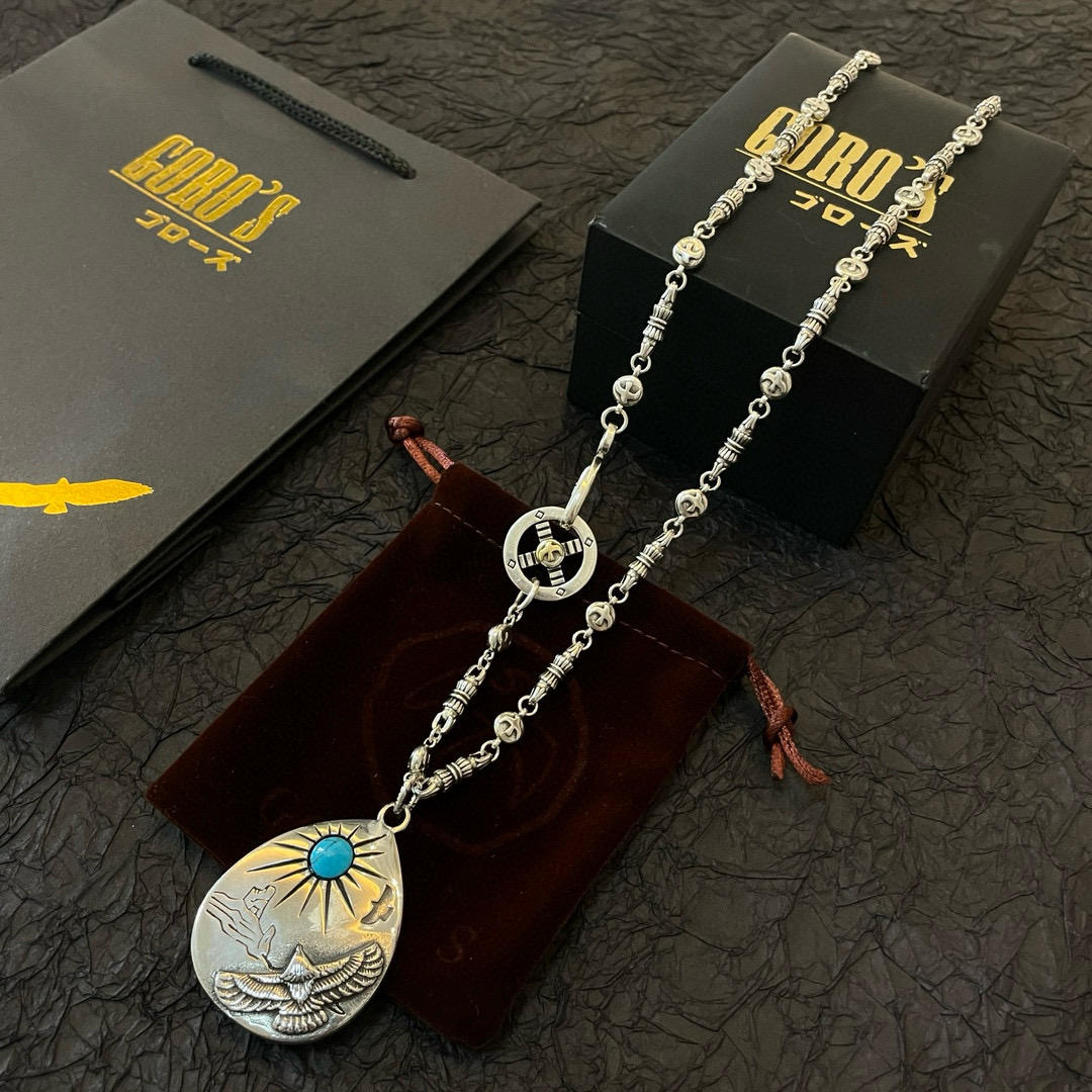 【新品上架】Goro’s高桥吾郎银牌松石老鹰吊坠，高桥经典飞鸟项链，顶级版本，认准独家拍摄，主攻高端市场