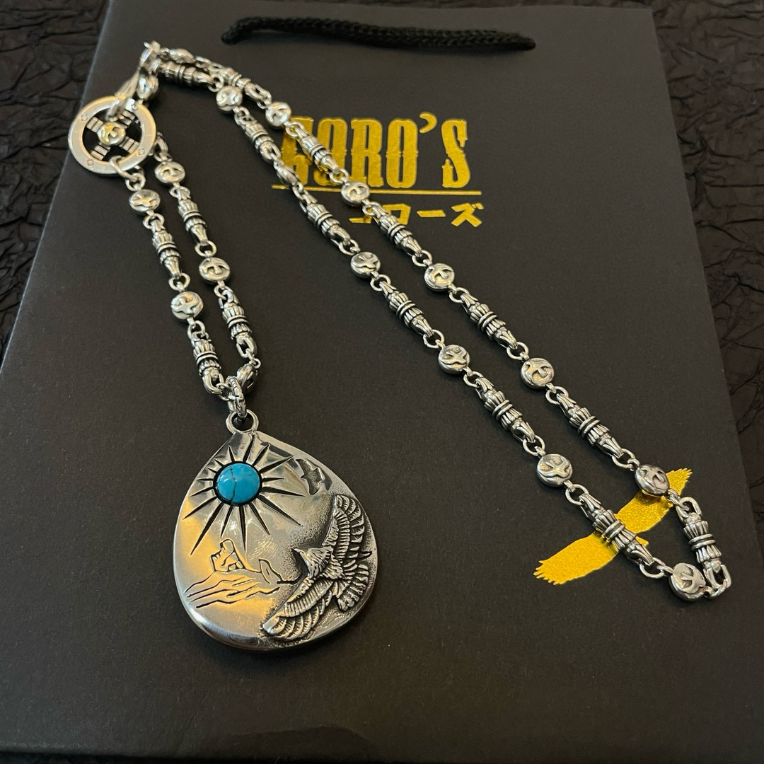 【新品上架】Goro’s高桥吾郎银牌松石老鹰吊坠，高桥经典飞鸟项链，顶级版本，认准独家拍摄，主攻高端市场