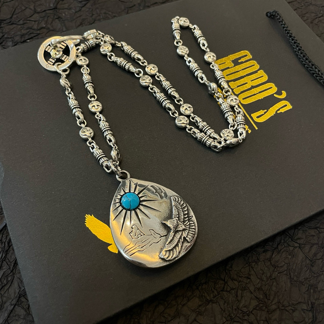 【新品上架】Goro’s高桥吾郎银牌松石老鹰吊坠，高桥经典飞鸟项链，顶级版本，认准独家拍摄，主攻高端市场