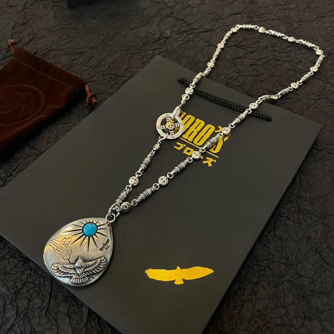 【新品上架】Goro’s高桥吾郎银牌松石老鹰吊坠，高桥经典飞鸟项链，顶级版本，认准独家拍摄，主攻高端市场