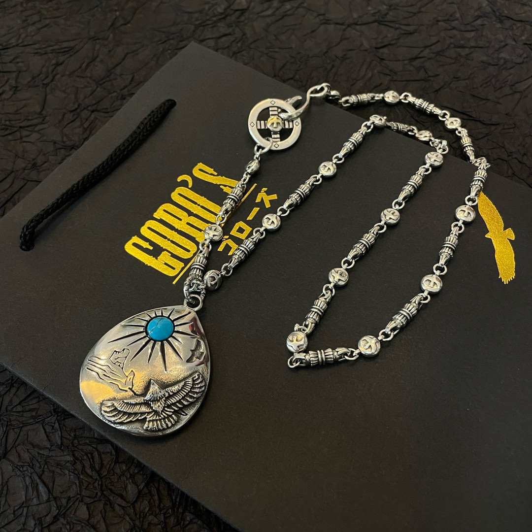 【新品上架】Goro’s高桥吾郎银牌松石老鹰吊坠，高桥经典飞鸟项链，顶级版本，认准独家拍摄，主攻高端市场