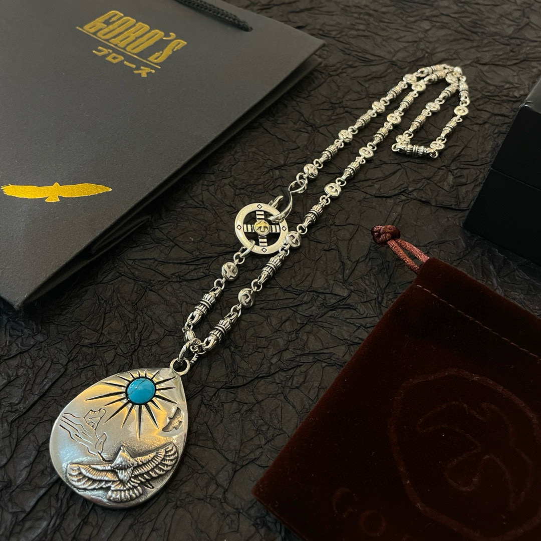 【新品上架】Goro’s高桥吾郎银牌松石老鹰吊坠，高桥经典飞鸟项链，顶级版本，认准独家拍摄，主攻高端市场