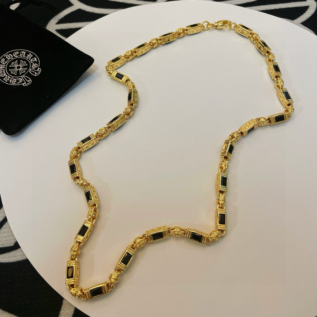 Chrome Hearts 品质Chrome Hearts黄金色克罗心黑钻项链