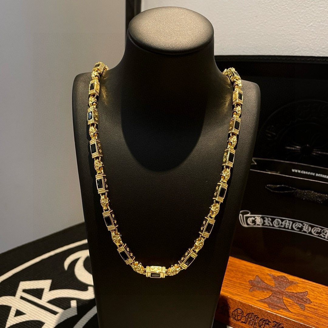 Chrome Hearts 品质Chrome Hearts黄金色克罗心黑钻项链