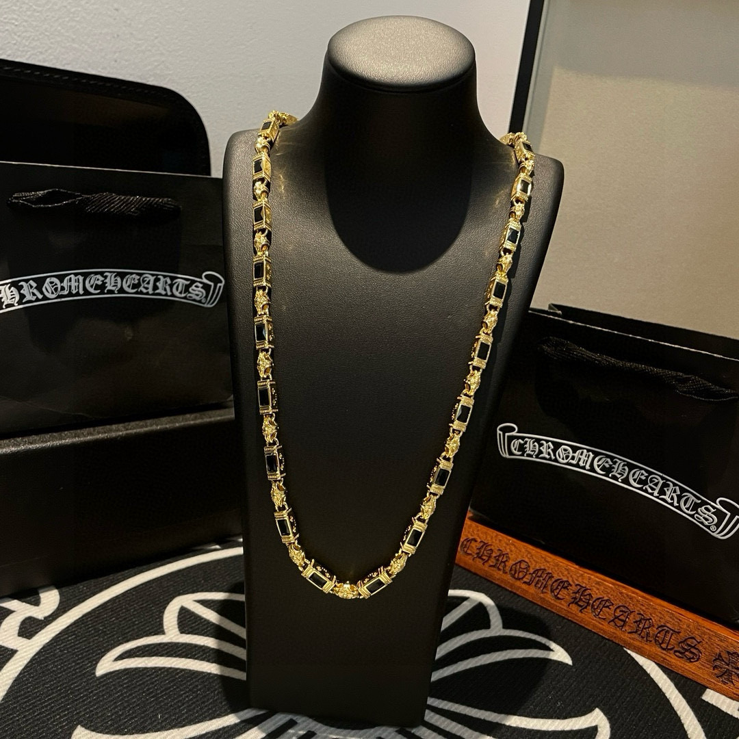 Chrome Hearts 品质Chrome Hearts黄金色克罗心黑钻项链