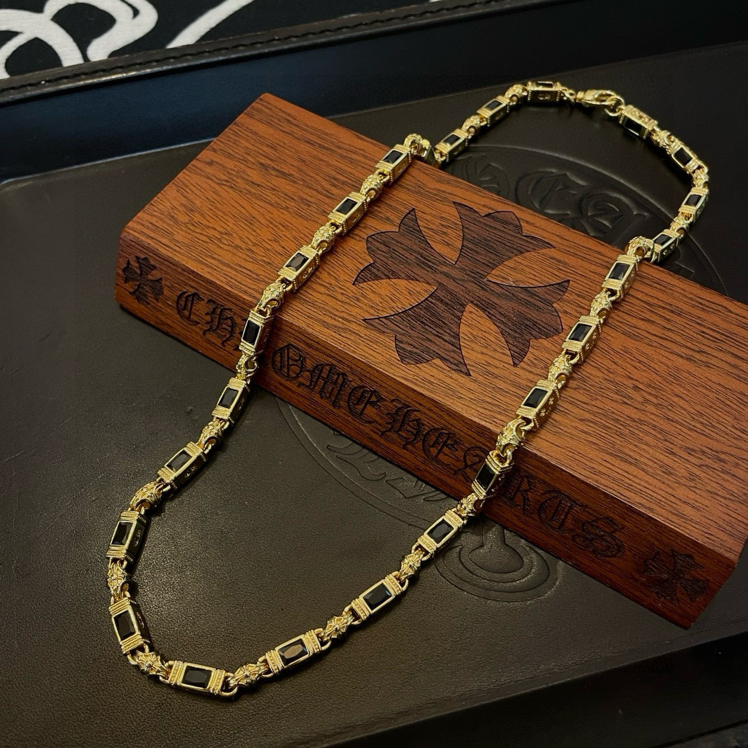 Chrome Hearts 品质Chrome Hearts黄金色克罗心黑钻项链