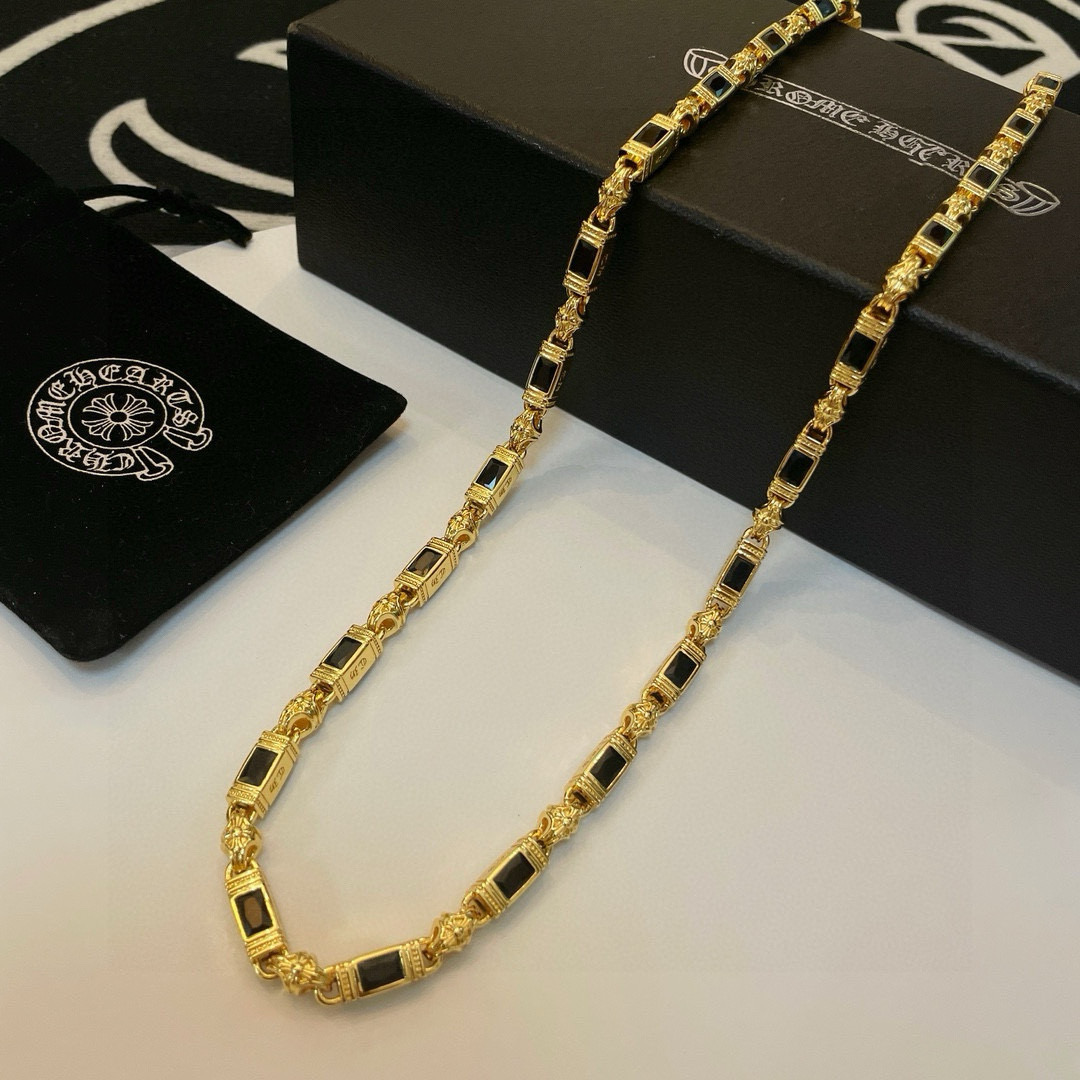 Chrome Hearts 品质Chrome Hearts黄金色克罗心黑钻项链