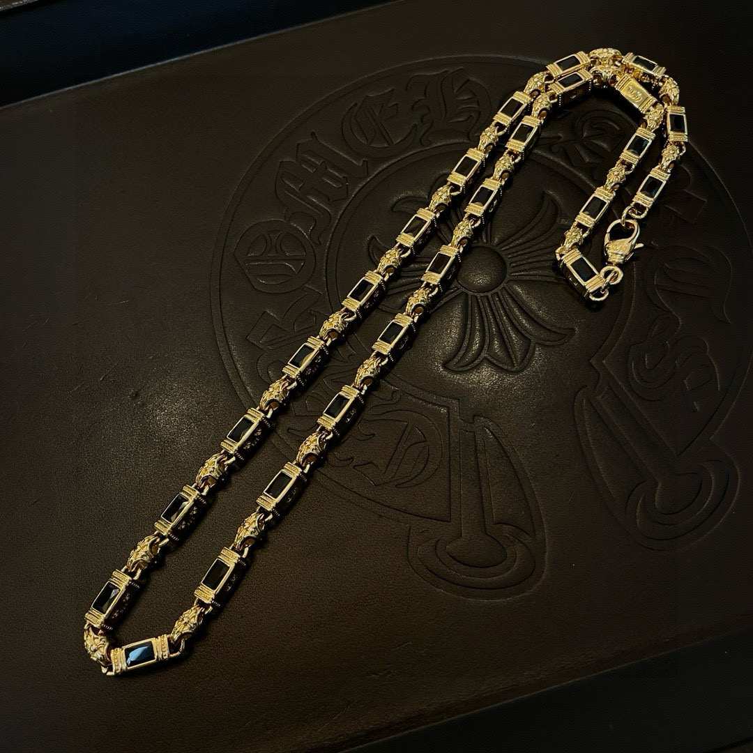 Chrome Hearts 品质Chrome Hearts黄金色克罗心黑钻项链