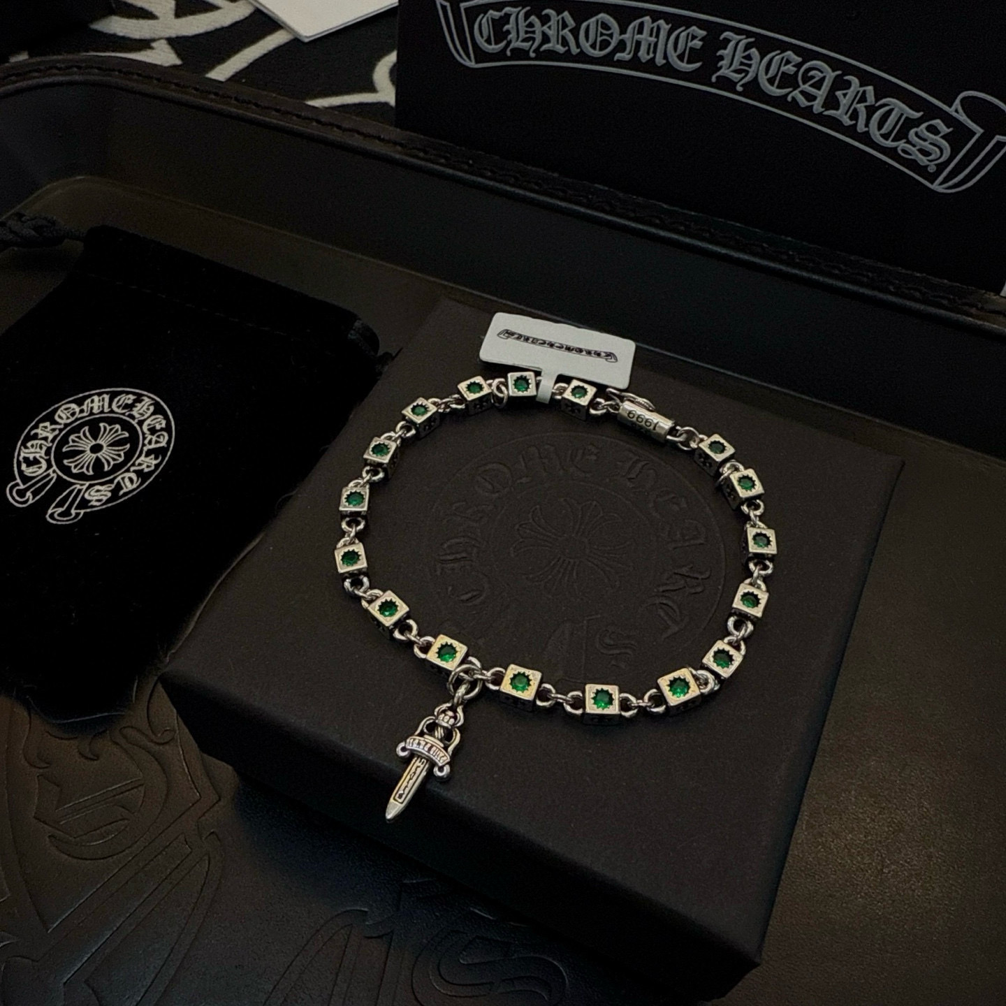 Chrome Hearts 新款【 品质】Chrome Hearts克罗心绿钻手链