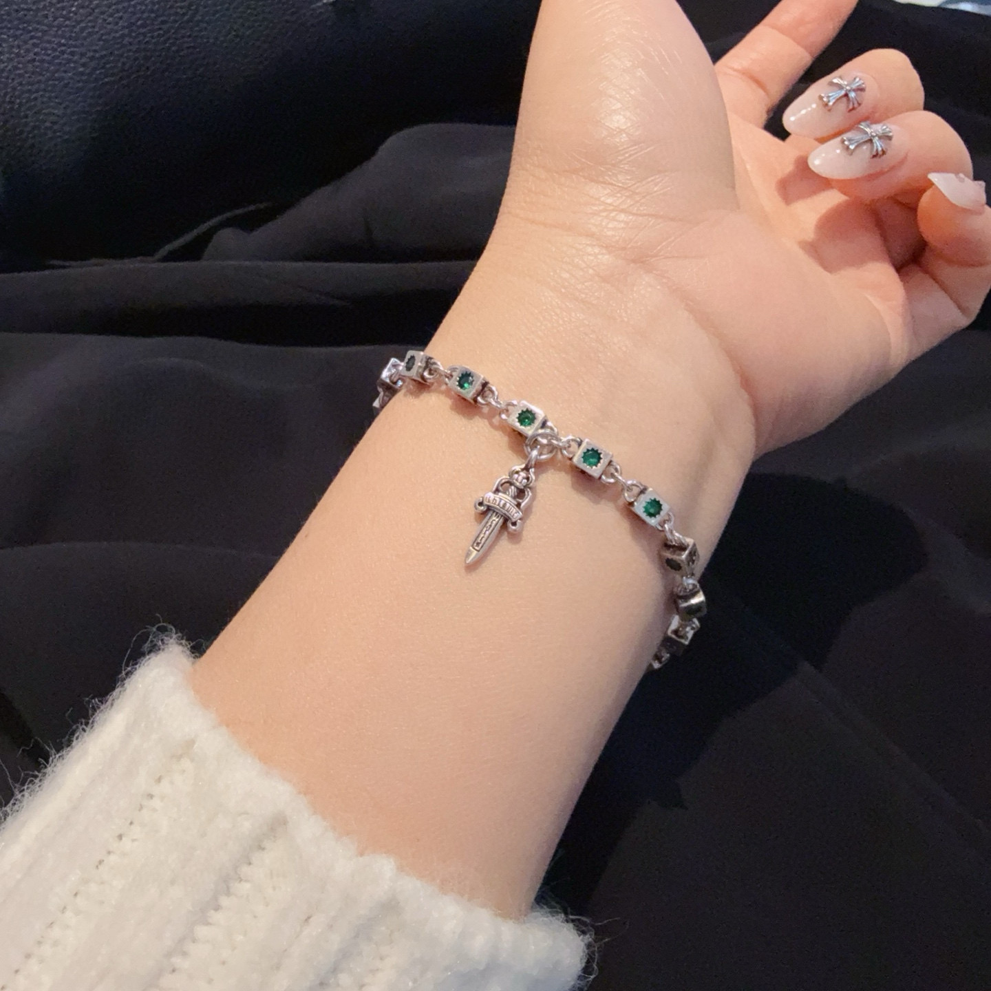 Chrome Hearts 新款【 品质】Chrome Hearts克罗心绿钻手链