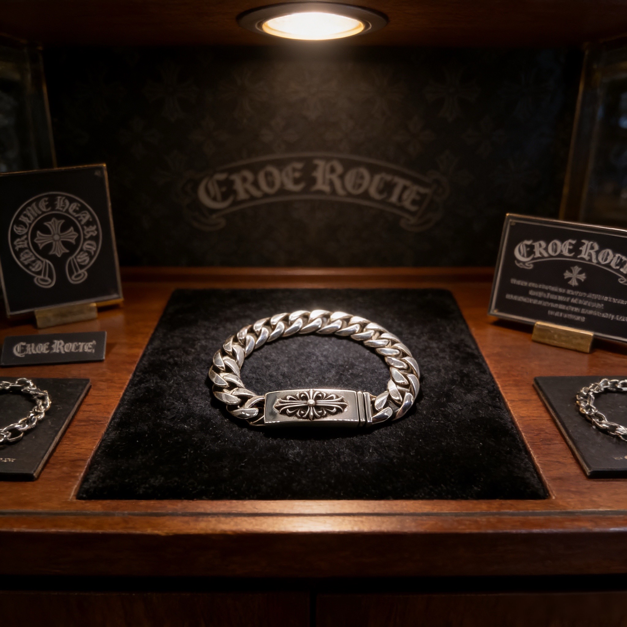 Chrome Hearts 新款【 品质】Chrome Hearts克罗心 十字花光面古巴手链