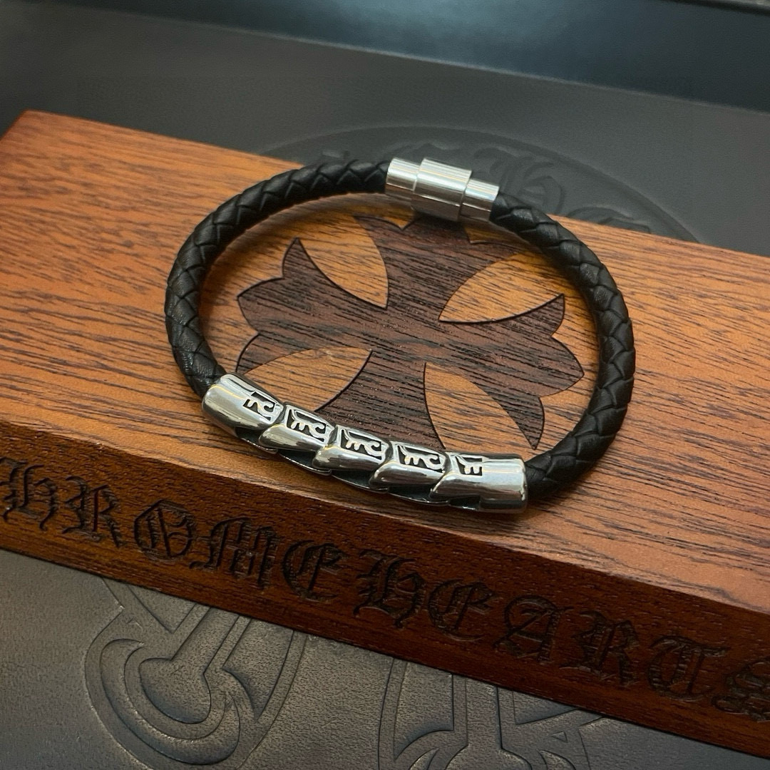 Chrome Hearts 新款【 品质】Chrome Hearts克罗心皮绳手镯