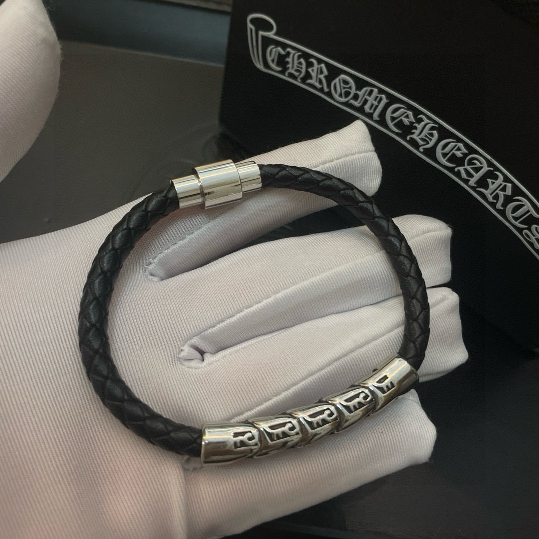 Chrome Hearts 新款【 品质】Chrome Hearts克罗心皮绳手镯