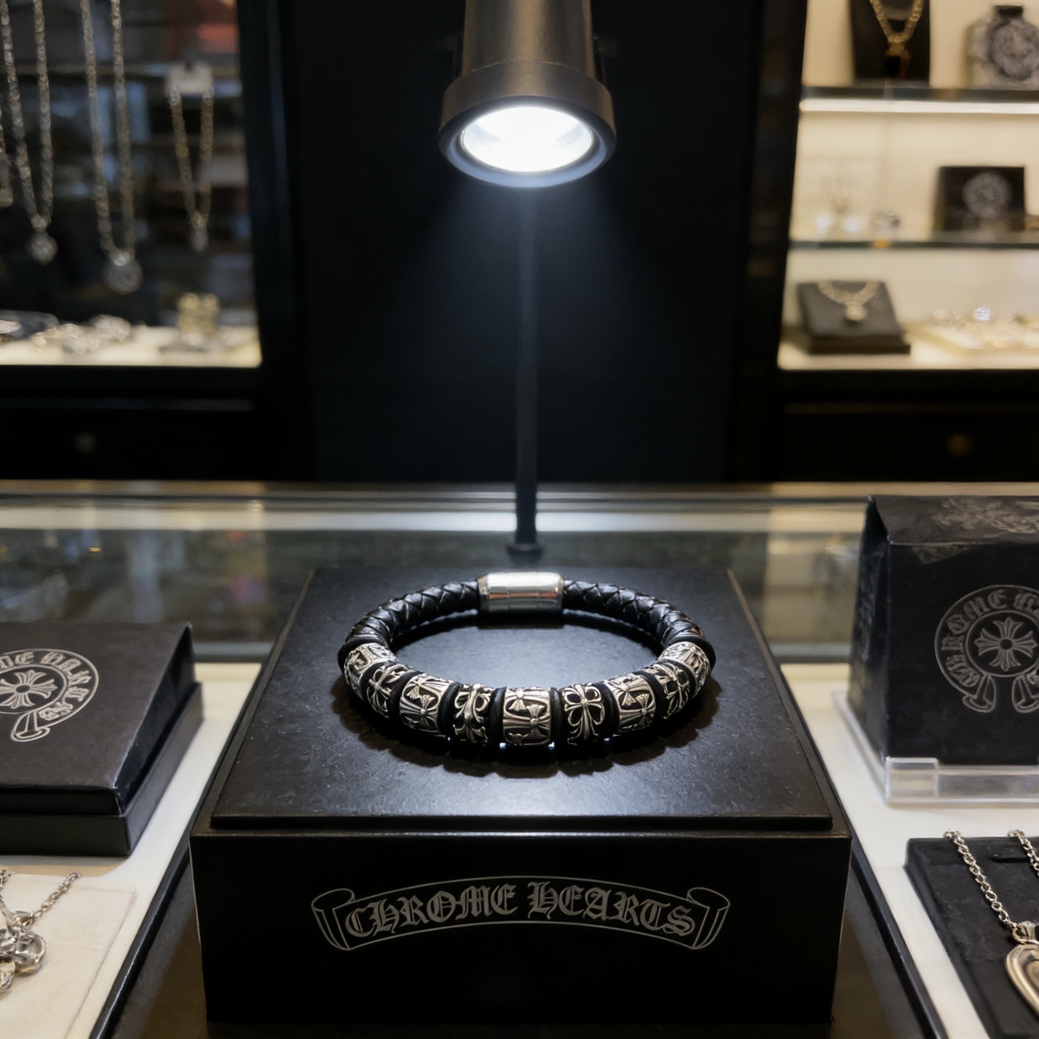 Chrome Hearts Chrome He@rts 克罗心十字架皮绳手绳手链～