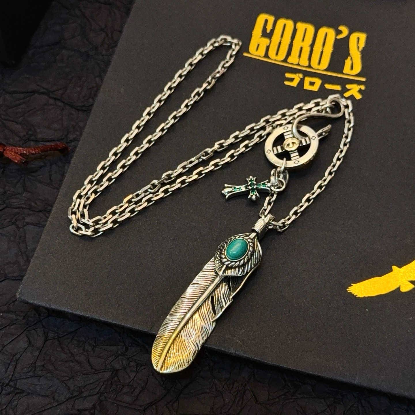 Goro's 新品上架Goro’s高桥吾郞克罗心结合十字架羽毛项链 认准独家拍摄 主攻高端市场