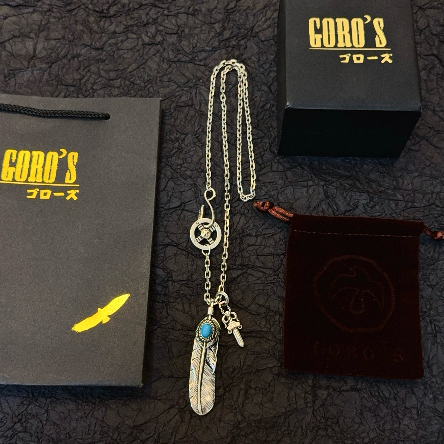 Goro's 新品上架Goro’s高桥吾郞克罗心结合羽毛宝剑项链 认准独家拍摄 主攻高端市场