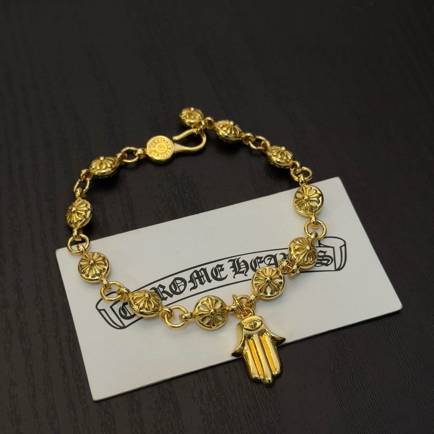 Chrome Hearts 新款【 品质】Chrome Hearts克罗心 黄金色十字花球手链