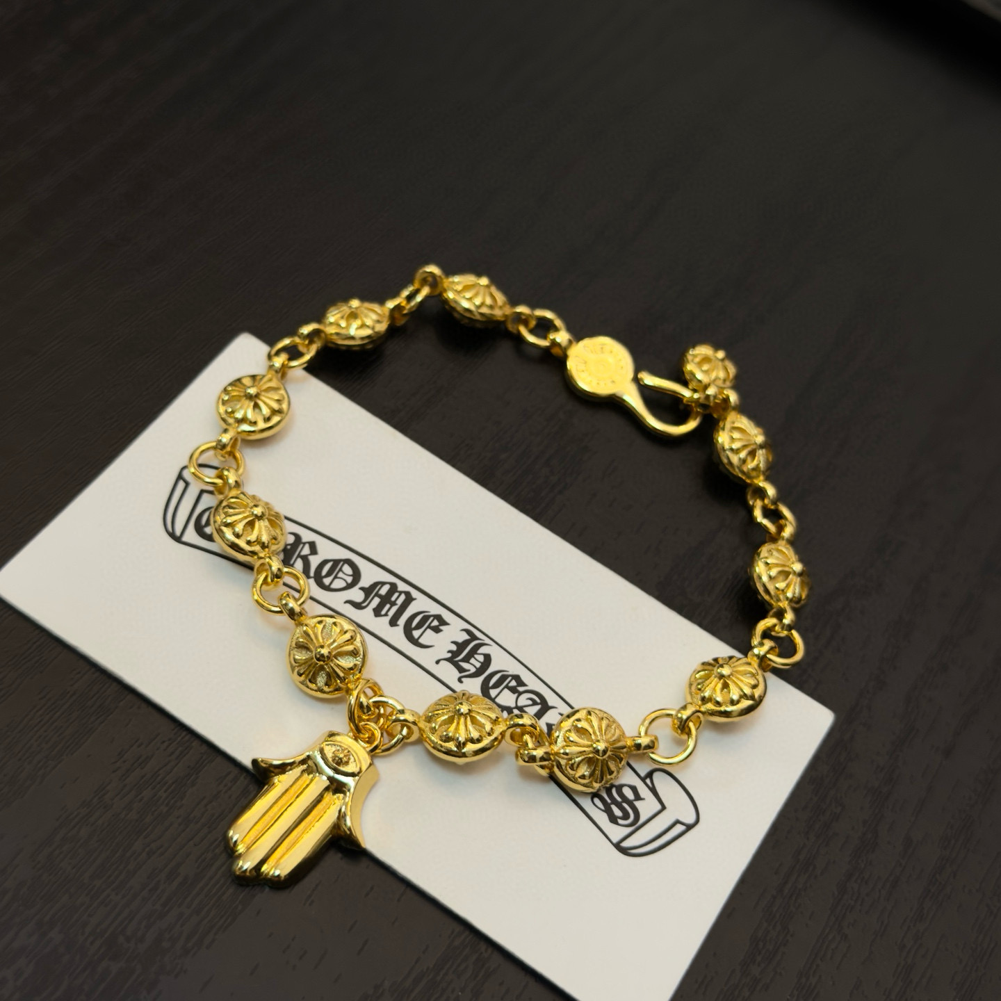 Chrome Hearts 新款【 品质】Chrome Hearts克罗心 黄金色十字花球手链