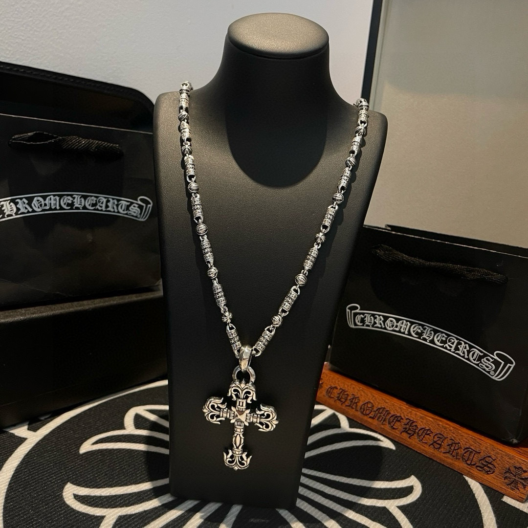 Chrome Hearts 抖音/快手/ins/小红书/直播热门 新款【 品质】Chrome Hearts克罗十字花球项链