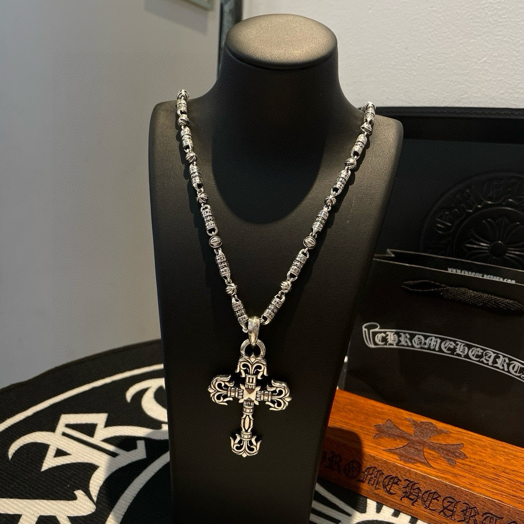 Chrome Hearts 抖音/快手/ins/小红书/直播热门 新款【 品质】Chrome Hearts克罗十字花球项链