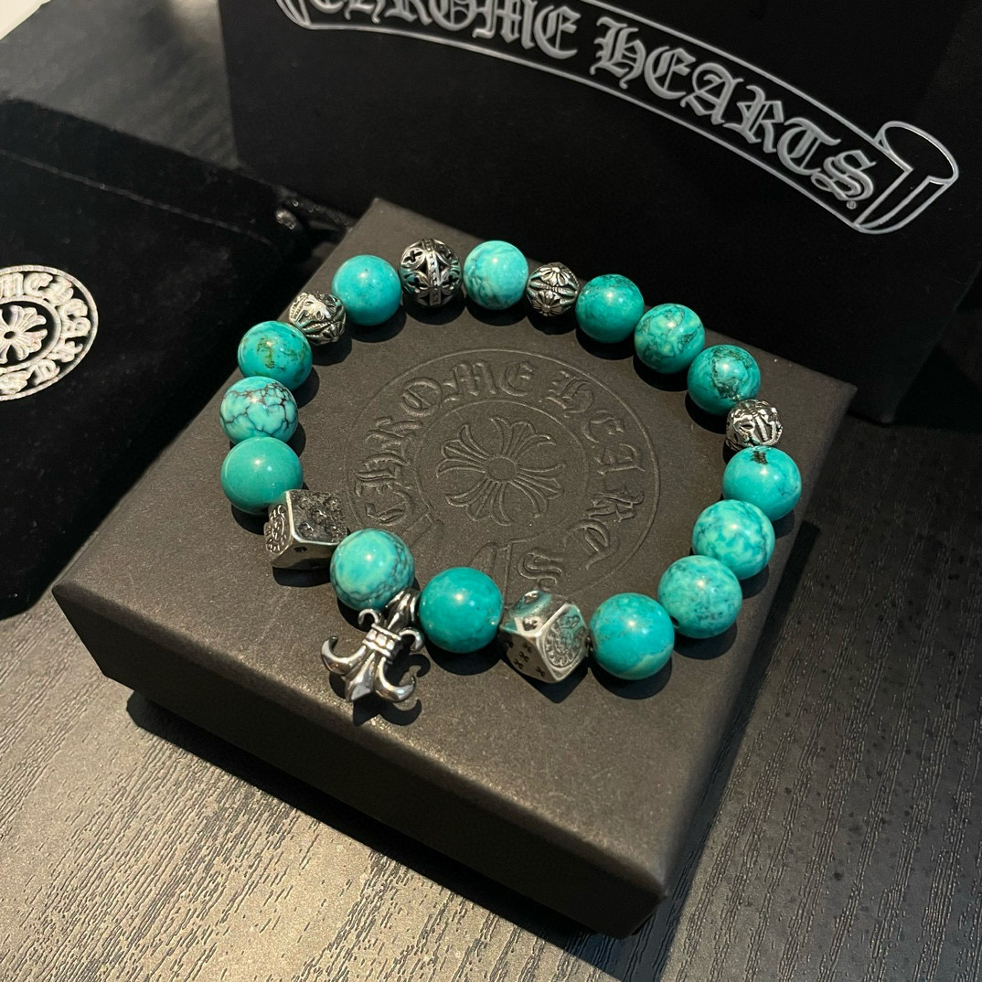 Chrome Hearts 新款【 品质】Chrome Hearts克罗心 多元素绿松石手链手串
