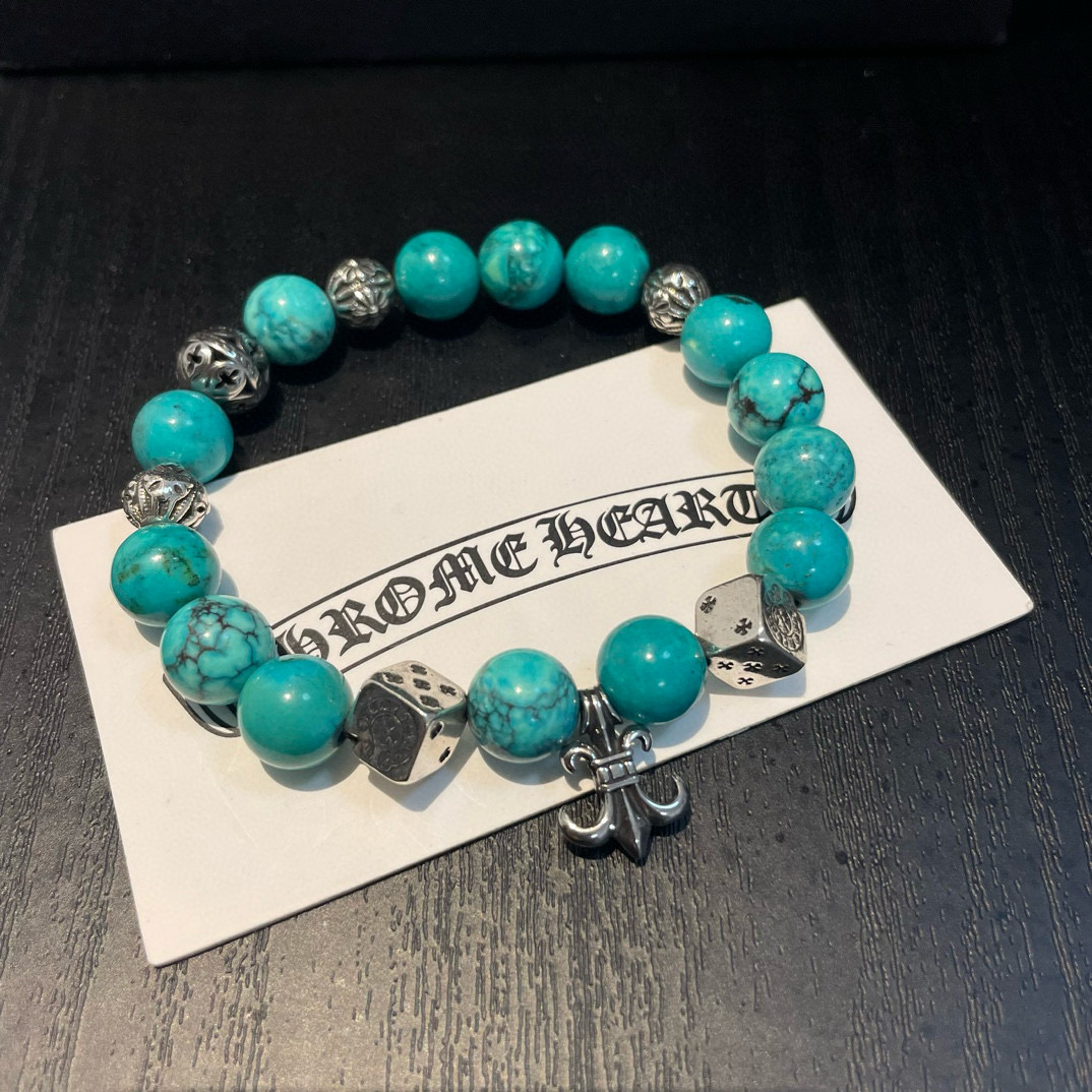 Chrome Hearts 新款【 品质】Chrome Hearts克罗心 多元素绿松石手链手串