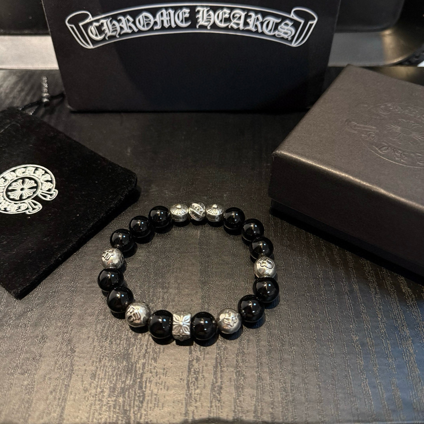 Chrome Hearts 新款【 品质】Chrome Hearts克罗心 多元素黑曜石手串手链 快手/ins/小红书热门