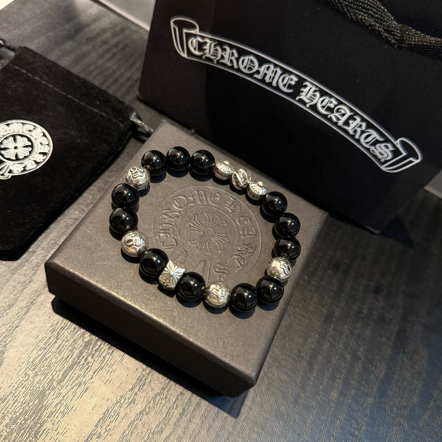 Chrome Hearts 新款【 品质】Chrome Hearts克罗心 多元素黑曜石手串手链 快手/ins/小红书热门