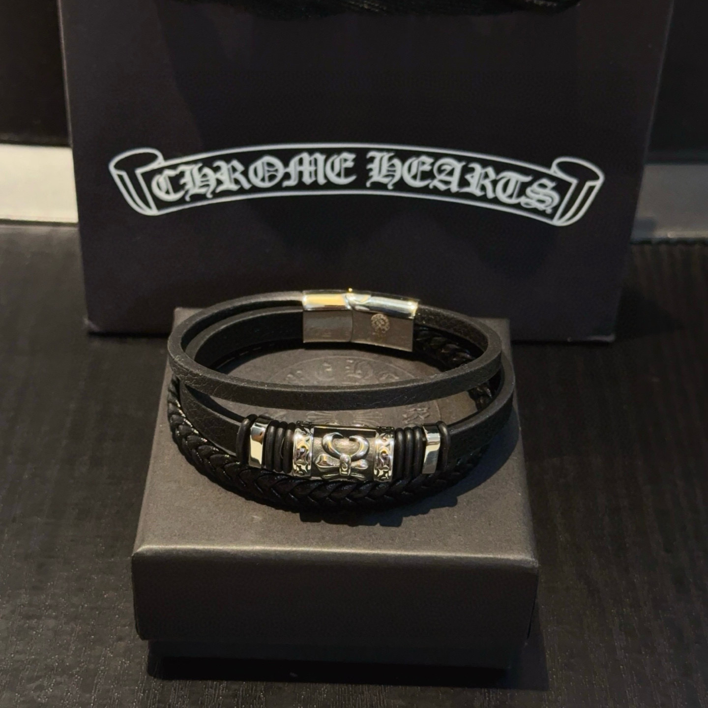 Chrome Hearts 新款【 品质】Chrome Hearts克罗心皮绳手镯