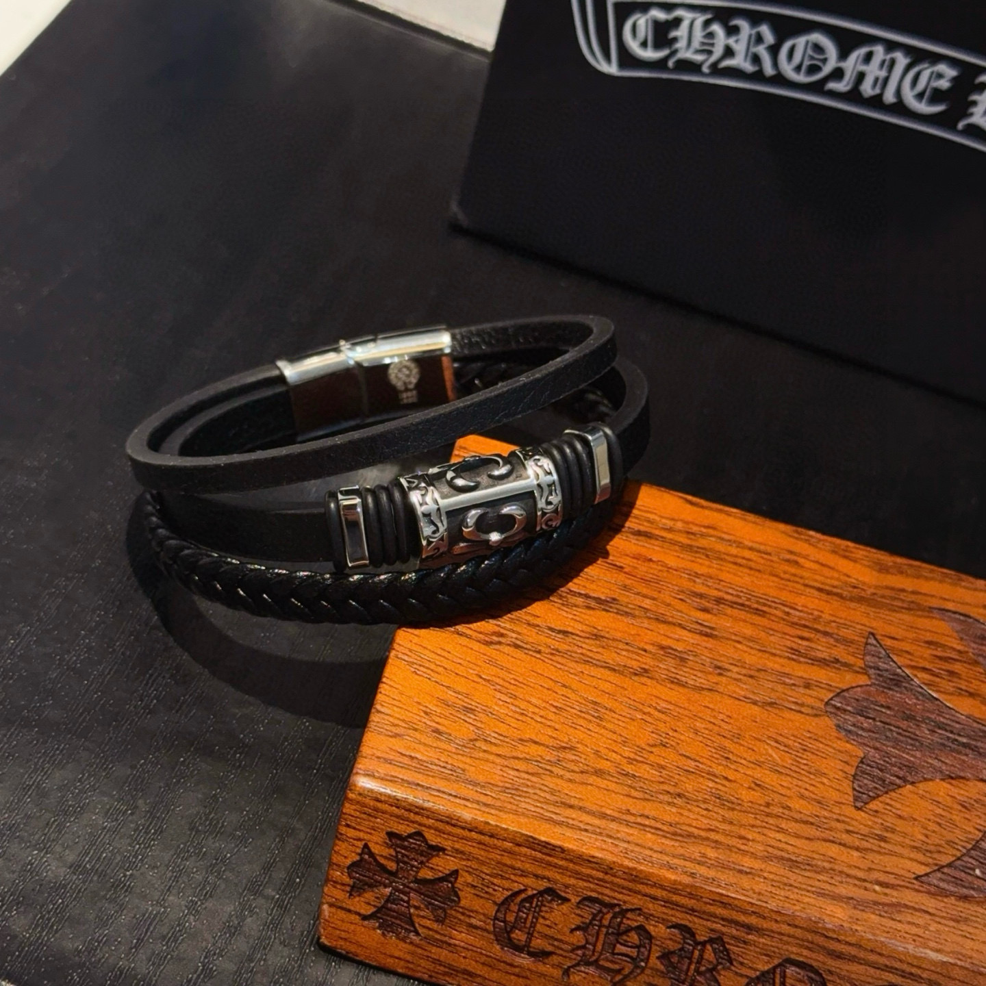 Chrome Hearts 新款【 品质】Chrome Hearts克罗心皮绳手镯