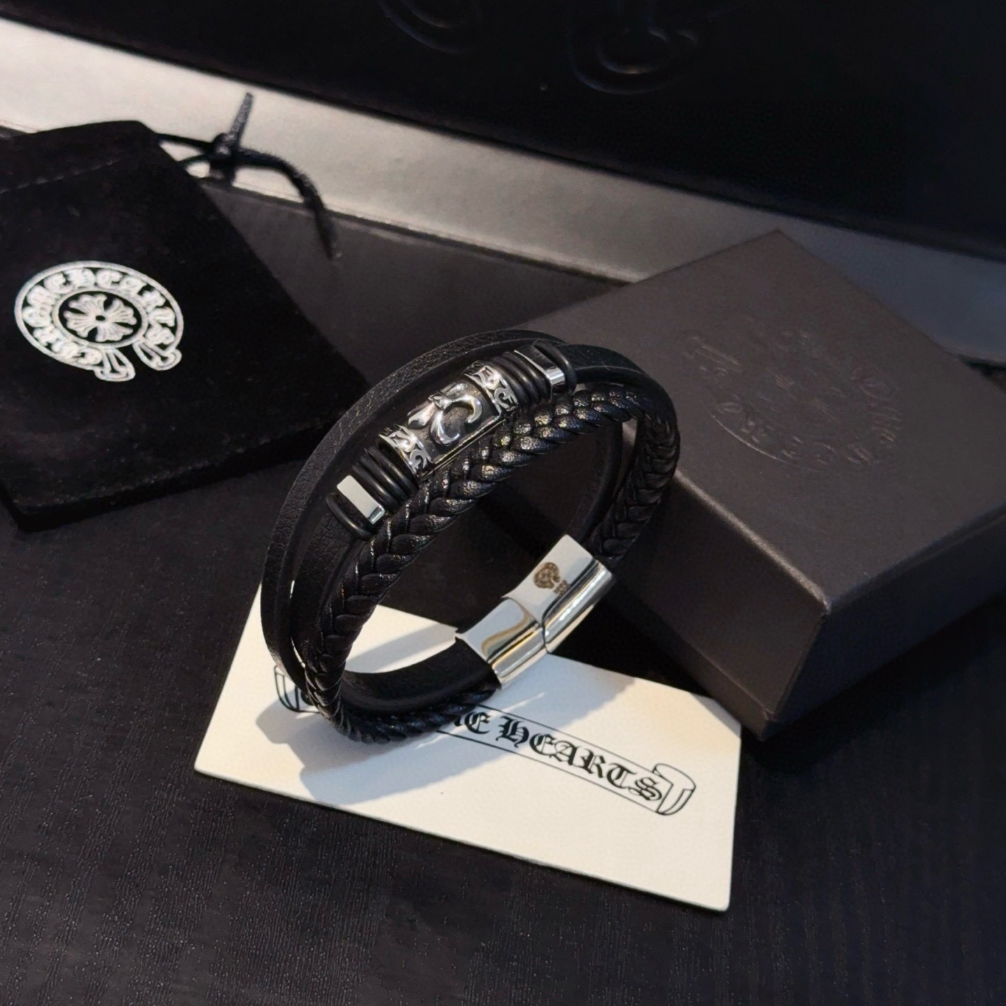 Chrome Hearts 新款【 品质】Chrome Hearts克罗心皮绳手镯