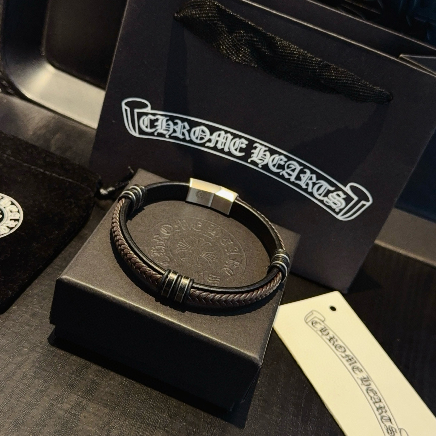 Chrome Hearts 新款【 品质】Chrome Hearts克罗心皮绳手镯手绳