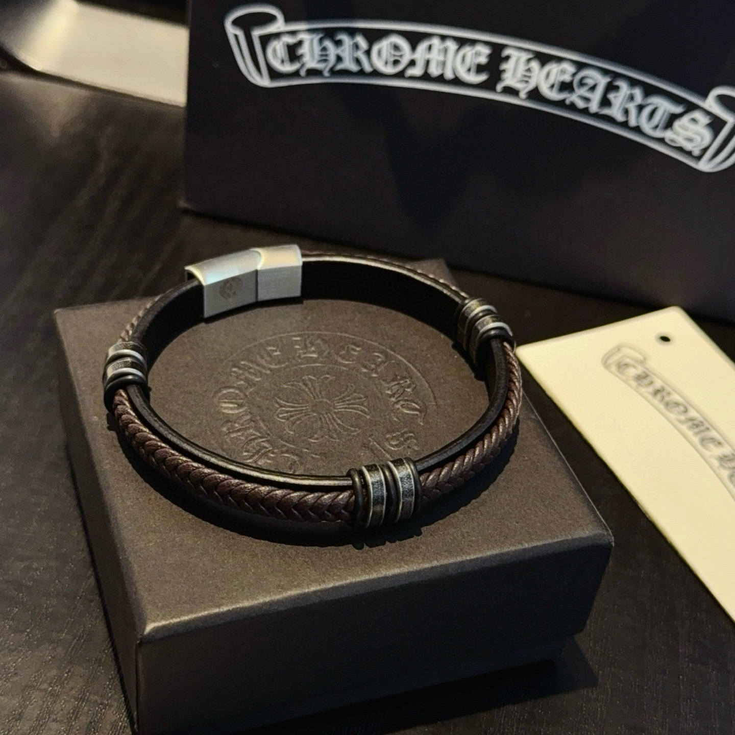 Chrome Hearts 新款【 品质】Chrome Hearts克罗心皮绳手镯手绳