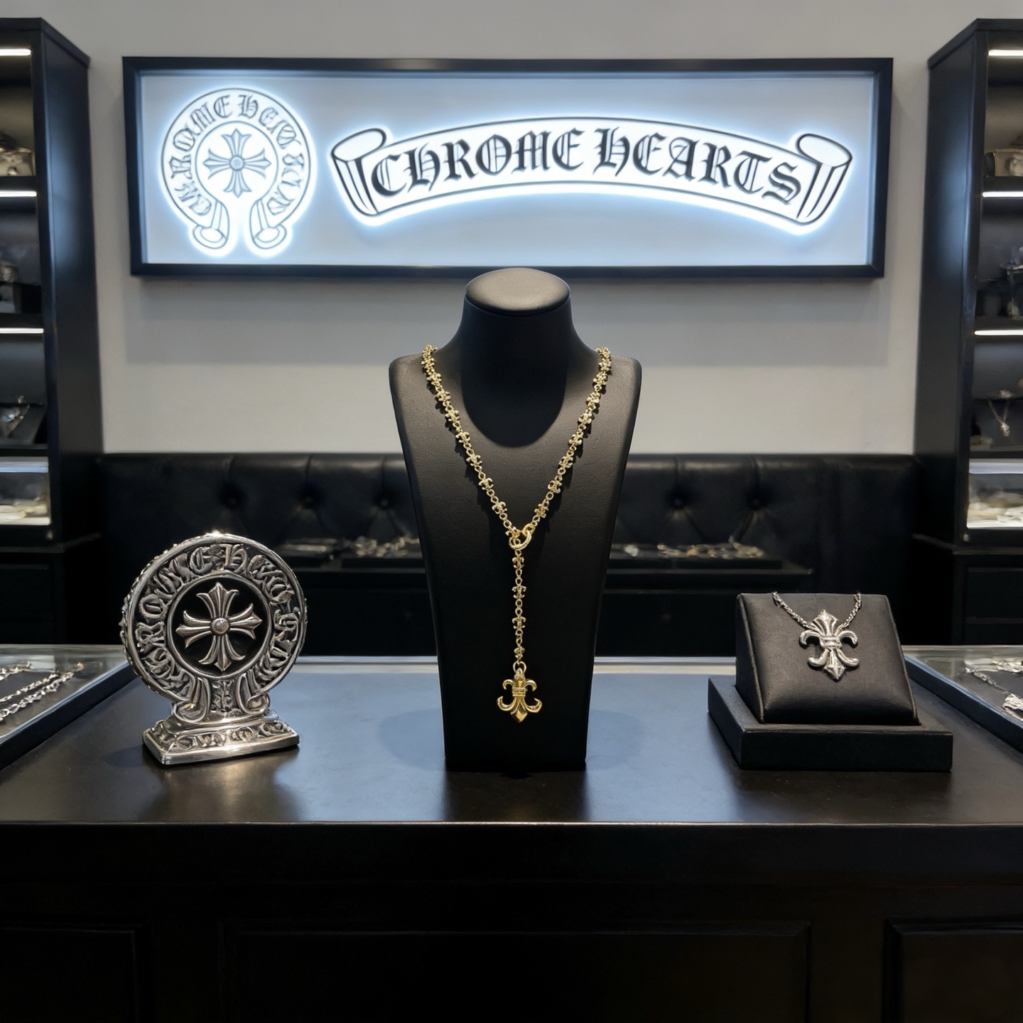 Chrome Hearts 新款【 品质】Chrome Hearts克罗心黄金色绿典童军花项链
