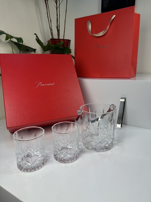Baccarat Ice Bucket & Whiskey Glasses Set - Crystal Barware with Tongs 1 Baccarat Ice Bucket & Whiskey Glasses Set - Crystal Barware with Tongs